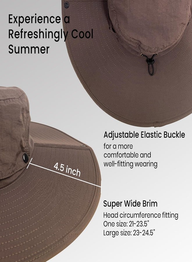 Pristis Wide Brim Fishing Hat, UPF 50++ Breathable Safari Sun Hat for Men Women, UV Protection Outdoor Foldable Water-Resistant Cowboy Style Lightweight Taslon Round Boonie with Ties (X-Large, Brown) - Image 4